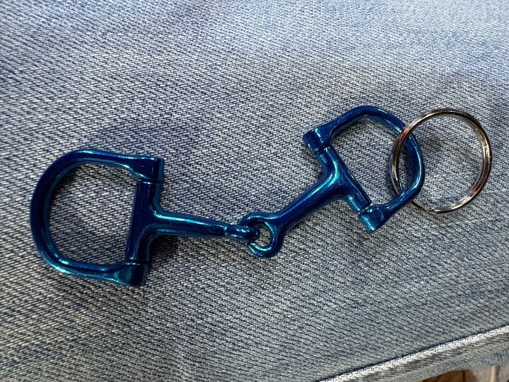Western Equestrian HorsebitKey Chain -Metallic Blue